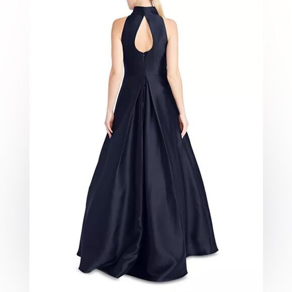 Monique Lhuillier High Neck Evening Gown Dress Navy 12 Pockets - Picture 5 of 13